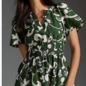 Anthropologie The Somerset Maxi in Green Pattern Small